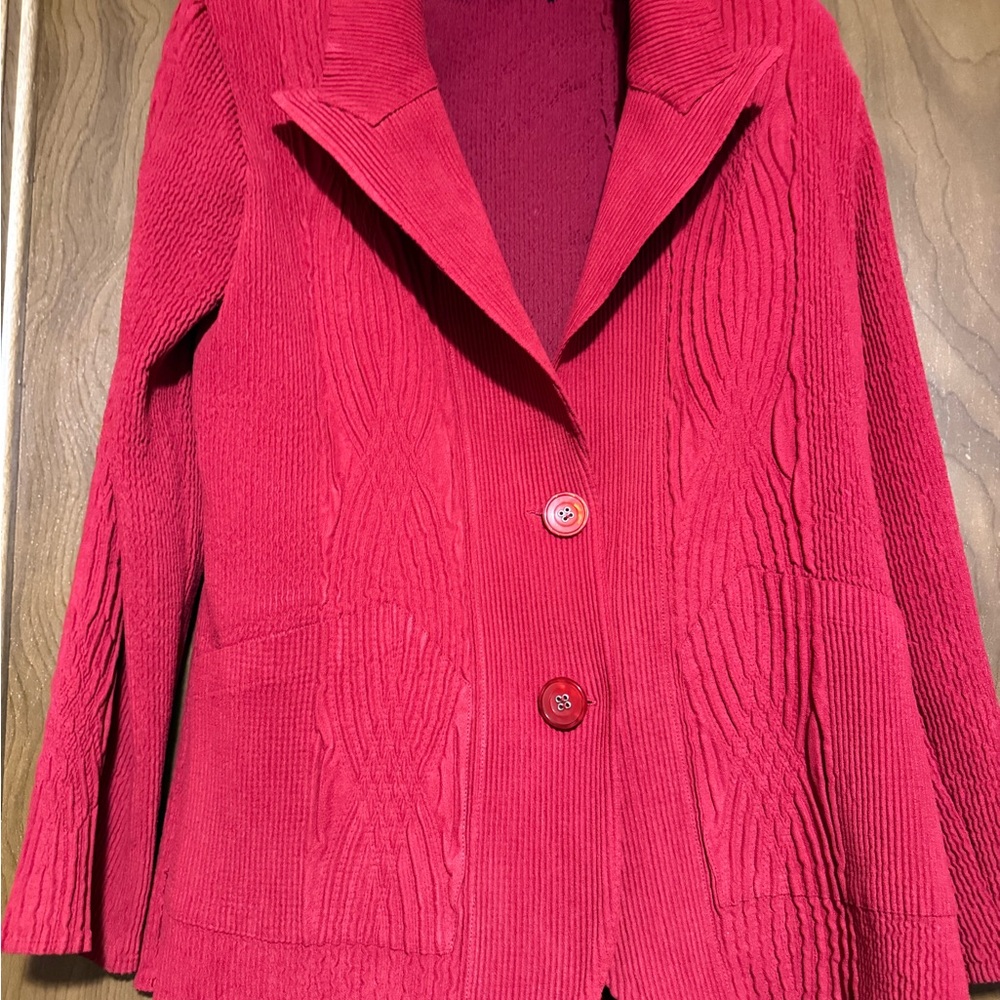 Women's Red Cable Knit Jacket